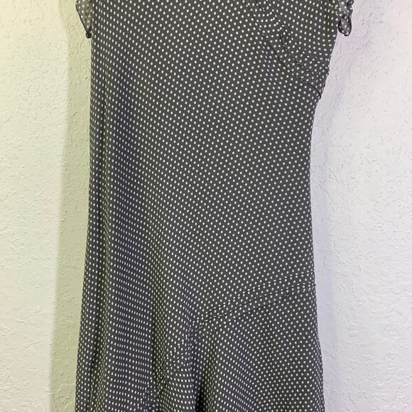 ADRIANNA PAPELL Dress Silk V-Neck Bias Cut Flutter Sleeve Polka Dot Occasion - Picture 5 of 11